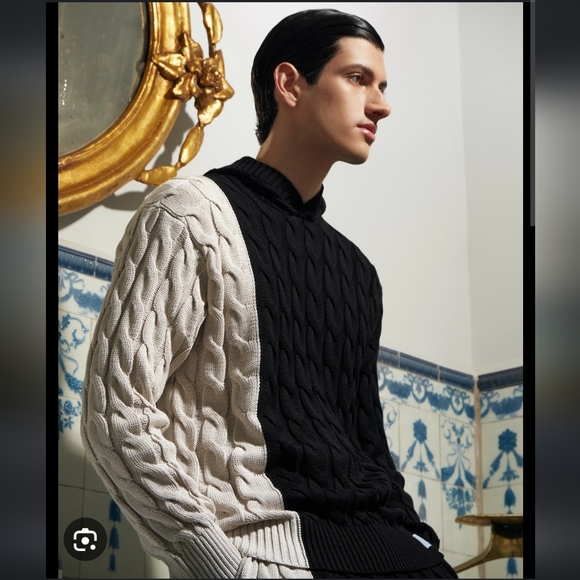 Reuben Oliver Other - Reuben Oliver Coord Set Two-Toned Cable Knit Hoodie & Jogger Peruvian Co…